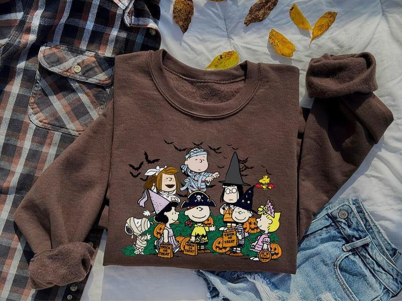 Spooky Halloween Sweatshirt, Snoopy Halloween Sweater, Spooky Vibes Shirt, Cute Halloween Crewneck, Dog And Friends Halloween Hoodie