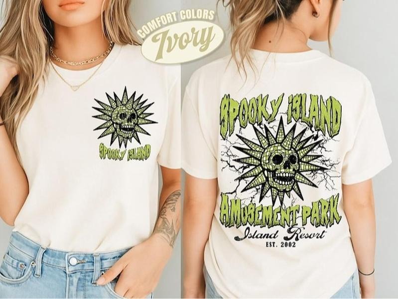 Spooky Island Shirt, Vintage Cartoon Halloween Movie, Spooky Island Disco Skull, Halloween Gift, Summer Spooky