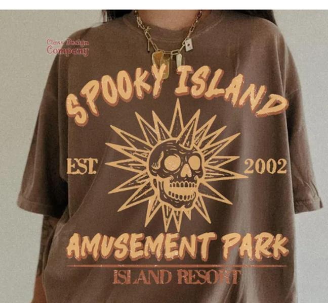 Spooky Island T-Shirt, Retro Cartoon Halloween Shirt, 90s Halloween Movie Tee, Disco Skull Spooky Shirt, Retro Summer Halloween T-Shirt