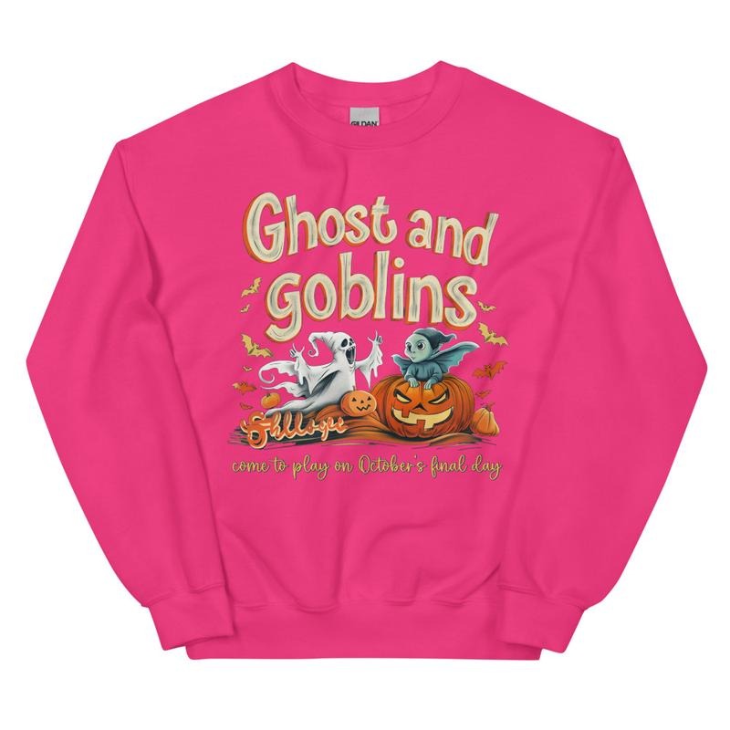 Spooky Season Crewneck, Ghosts and Goblins Sweatshirt, Spooky Season Graphic Oversized Halloween Graphic Crewneck, Cotton Pullover Spooky Season Sweater