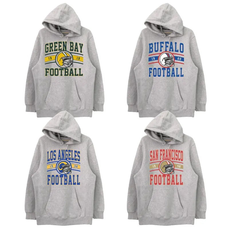 Sport Grey All Team Football Hoodie, Hometown Football Hoodie, Vintage Graphic Tees, Football Fan Gift, Unisex Hoodie