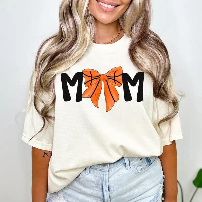 Sports Mom COMFORT COLORS Tee - Coquette Bow Sports Mom Shirt - Game Day Apparel