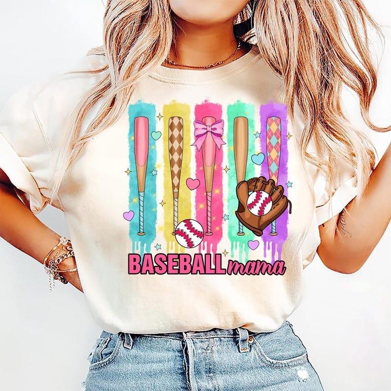 Sporty Baseball Drip Shirt, Fun Brushstroke Design, Game Day Chic