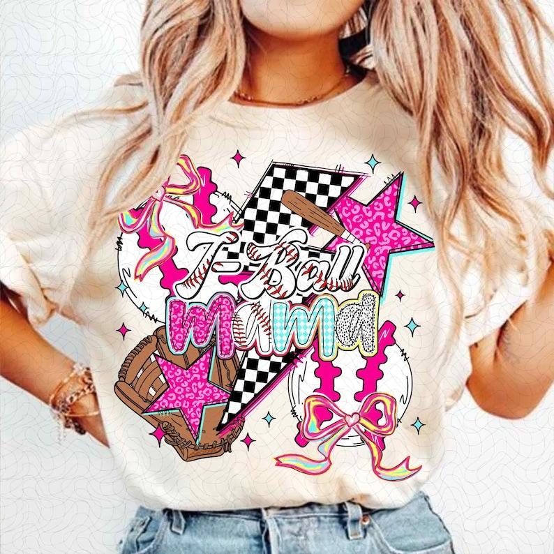 Sporty Lifestyle T-Ball Mama Coquette Proud Baseball Mom Game Day T-Shirt