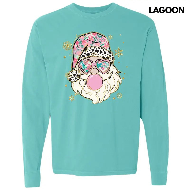 Spotted & Floral Santa Long Sleeve Comfort Colors T-Shirt 'NLB'