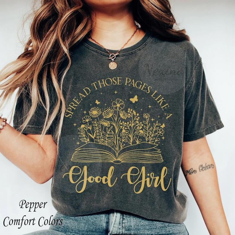 Spread Those Pages Just Like A Good Girl Shirt, Hot Book, Spicy Book Lover, Bookish, Dark Romance Shirt, Smut Shirt, Booktok Shirt