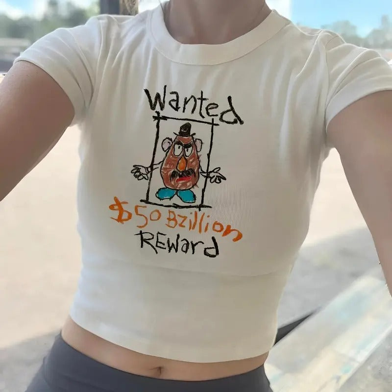 Spud Toy Story Baby Tee, Wanted Potato Crop, Funny kids movie Tank, Tater tot, Midway Mania Crop Tank, Detachable Parts Womens