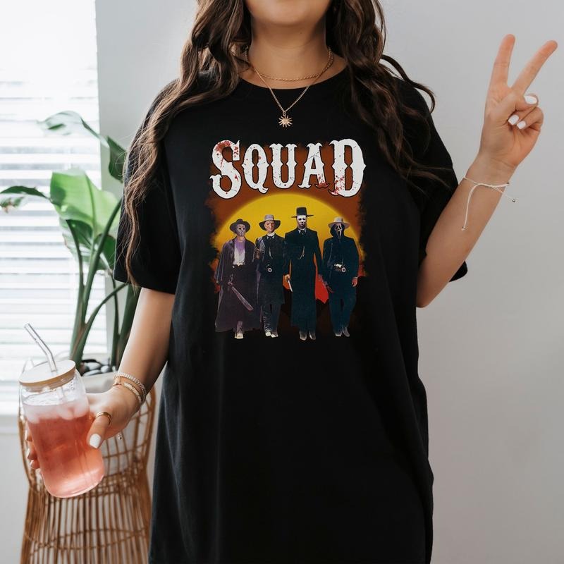 Squad Horror Character Shirt Michael Myers Jason Voorhees Freddy Krueger Fan Scream Halloween T Shirt Horror Movie Shirt