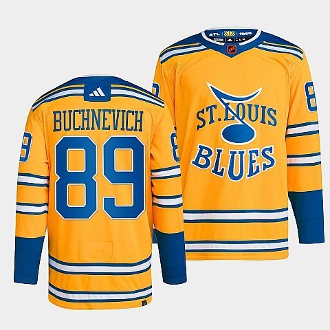 St. Louis Blues #89 pavel-buchnevich-yellow-2022reverse-retro-2.0-authentic-primegreen-jersey