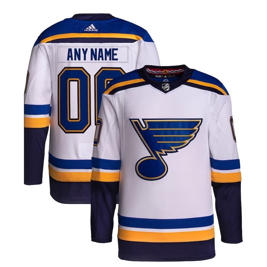 St. Louis Blues adidas Away Custom Primegreen Authentic Pro Jersey – White