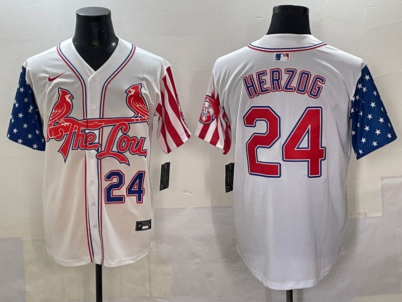 St. Louis Cardinals #24 Whitey Herzog Red Edition Adult Style 1