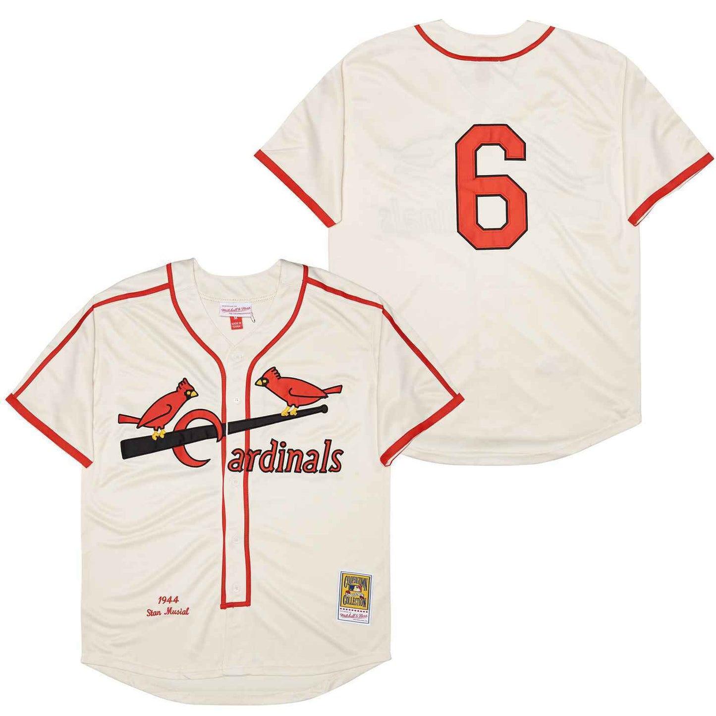 St. Louis Cardinals #6 Stan Musial Cardinals 6 Off-White 1944 Retro Style 1