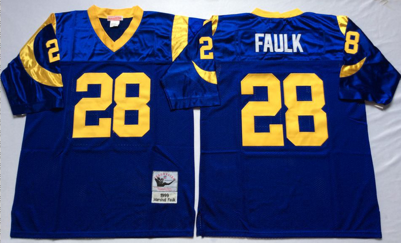 St. Louis Rams #28 Marshall Faulk Throwback Style 2
