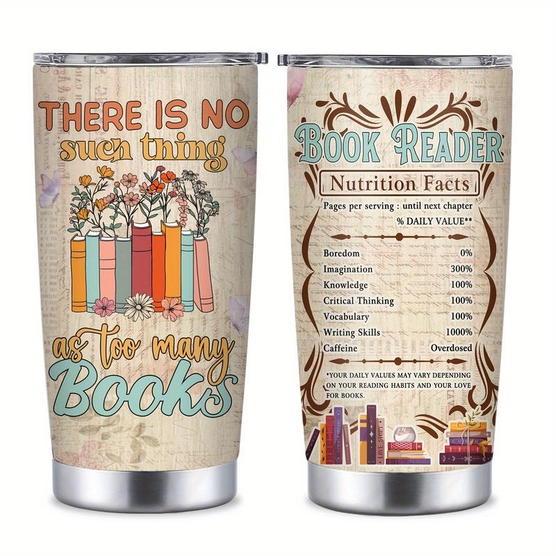 Stainless Steel Insulated Tumbler - Reusable Double-Wall Vacuum Cup for Hot and Cold Beverages - Hand Wash Only - Perfect Gift for Book Lovers and Librarians