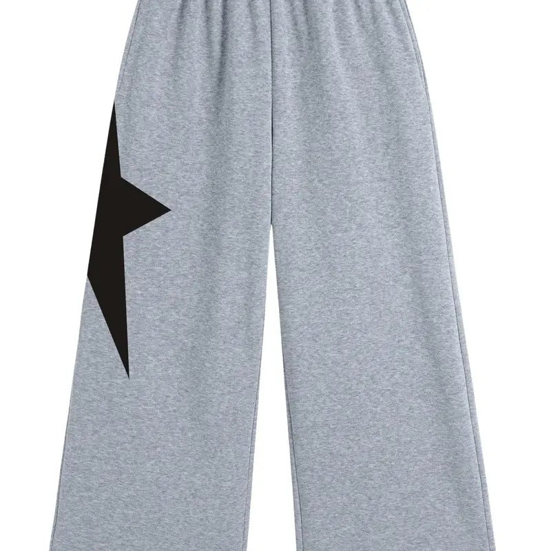 Star Print Streetwear Sweatpants Elastic Waist Loose Wide Leg Joggers Y2k Pants Harajuku Trousers