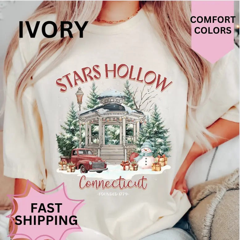 Stars Hollow Christmas T-Shirt, This Mama Loves Her Cookies, Christmas Shirt Custom Direct to Garment Printed in USA Casual Fabric