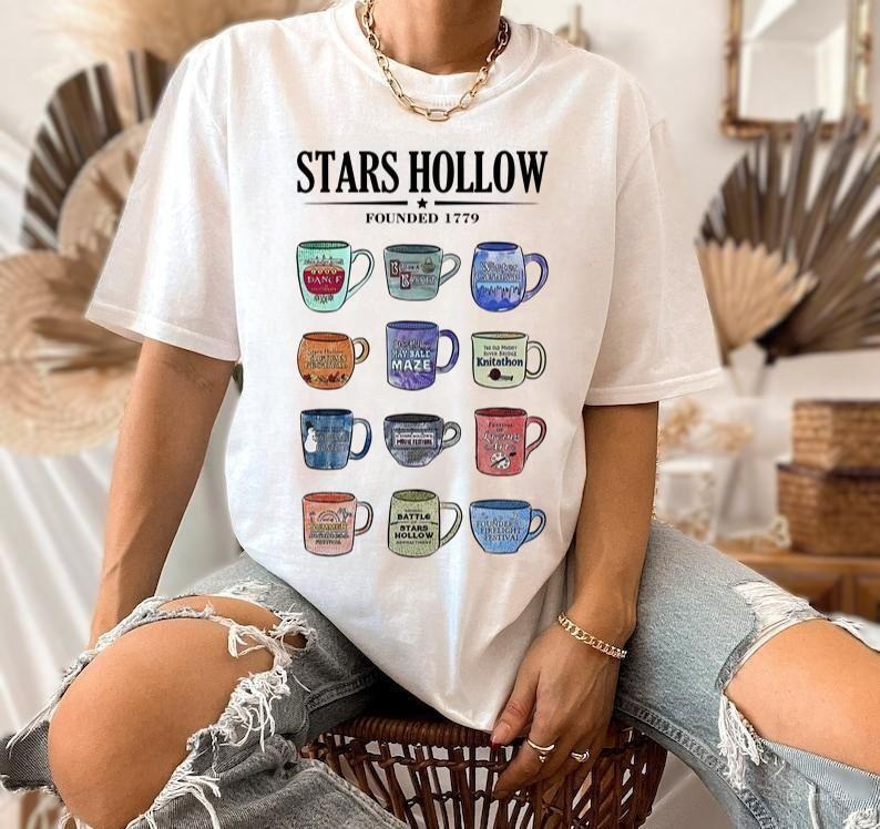 Stars hollow coffee mugs Shirt, autumn festival stars hallow autumn T-shirt, Vintage 90s style top clothing, Unisex graphic Streetwear shirts
