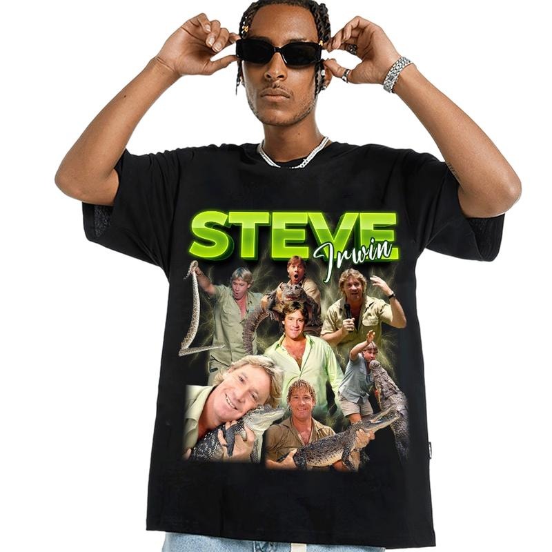 Steve lrwin Vintage Graphic 90s Tshirt, Crocodile Hunter Tee, Animal Lover Gift, Wildlife Conservation Shirt, Movie Character Tee, Unisex T-Shirt, Gifts For Men Women, Short Sleeve Tee Shirt