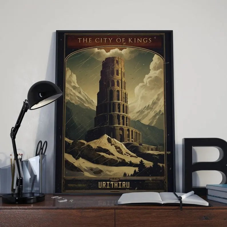 Stormlight Canvas Wall Art, Retro Urithiru Poster, Stormlight Archive Decor, Way of Kings Decor, Fantasy Kingdom Poster...