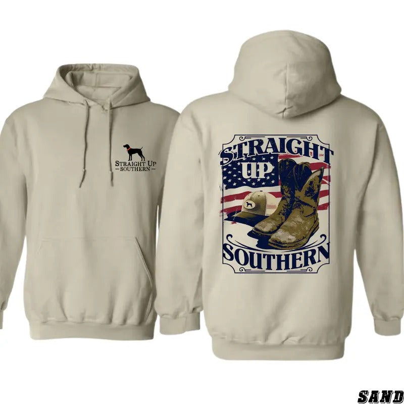 Straight Up Southern Hoodie - Classic Cowboy Design with Bold Graphics, Perfect for Southern Culture Lovers and Everyday Wear, Unisex Hoodie Celebrating True Southern Spirit Menswear Sweaters