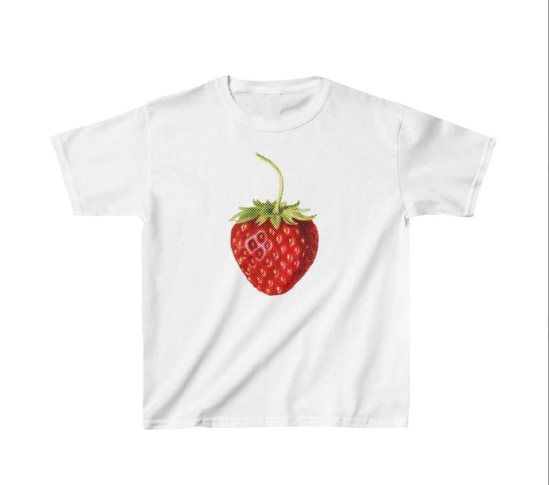 Strawberry Baby Tee Y2K Graphic Baby Tee, 90s Baby Tee, Graphic Shirt Crop, Coquette, Vintage Design - Top, Summer