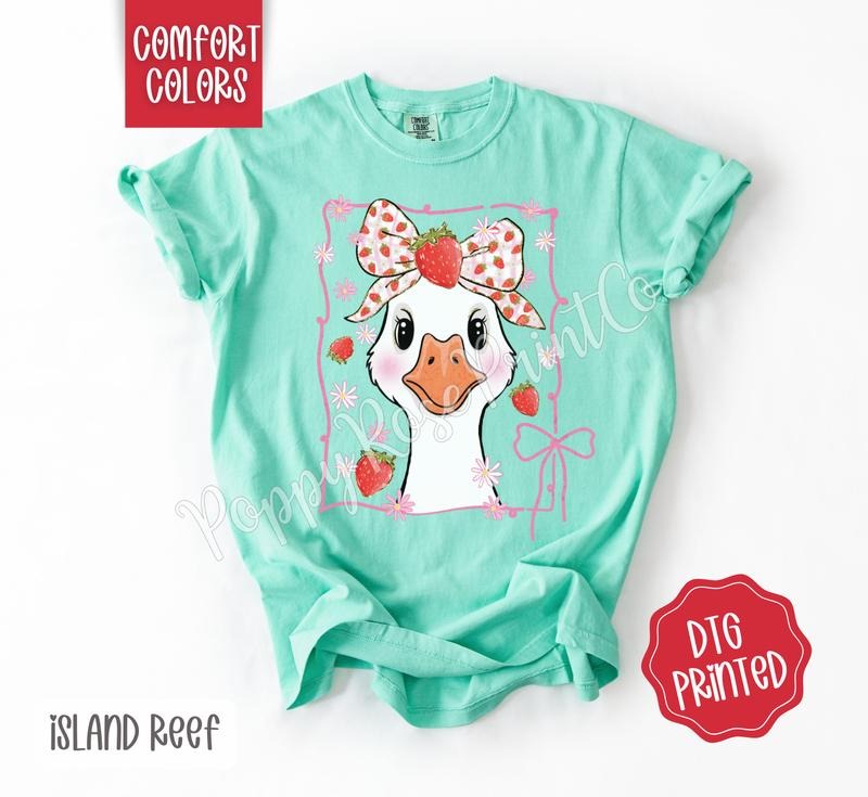 Strawberry Goose Comfort Colors Shirt, Cute Summer Tshirt, Trendy Women's Tee, Gift for Her Hoodie, Sweatshirt
