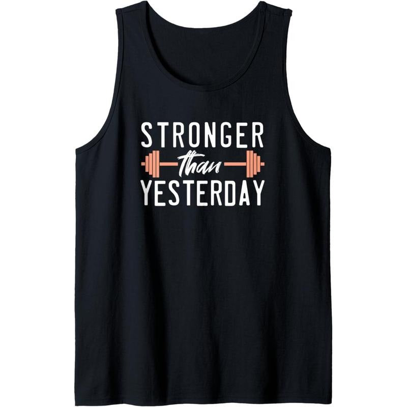 Stronger Than You Were Yesterday Barbell Weight Gym Workout Tank Top MADE IN USA