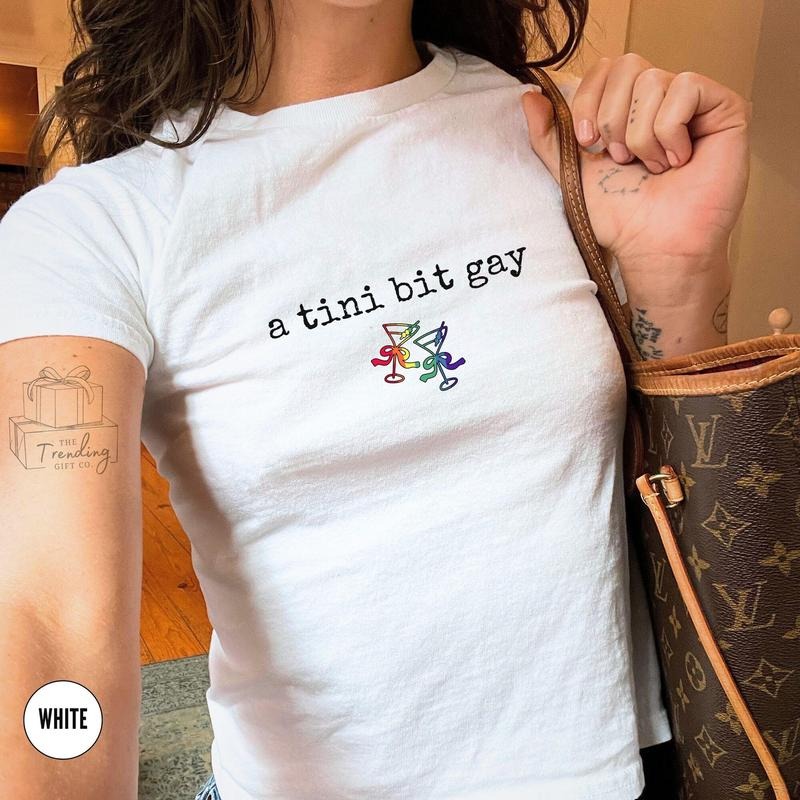 Subtle Lesbian Baby Tee, A Tini Bit Gay Sapphic Shirt, WLW Gift Ideas, Femme Pride Month Girlfriend Tee Queer Fashion, Bisexual BabyTee