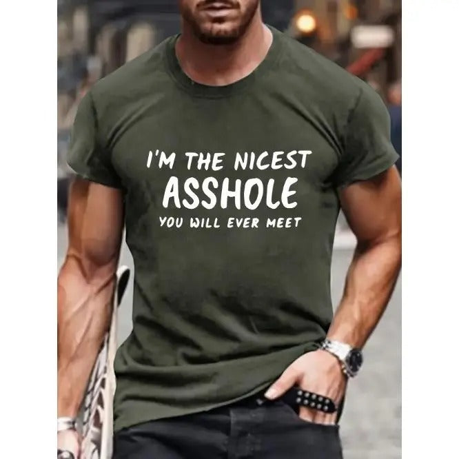 Summer Casual Crew Neck Tees - Comfy Short Sleeve Slogan Print T-Shirts for Men with Relaxed Fit for Outdoor Activities Made in USA