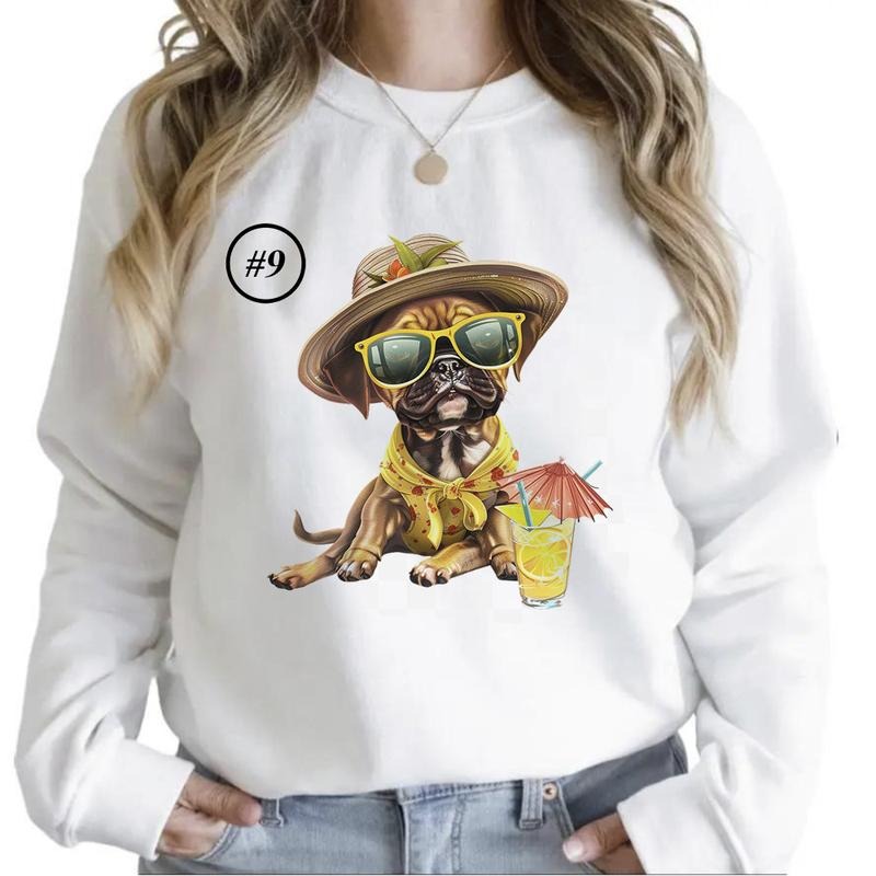 Summer Dogs Cute Beach Sweatshirts Sunny Day Hoodie Cocktail Lover Summer T-shirt Hunting Season Unisex 1 Cotton Womenswear