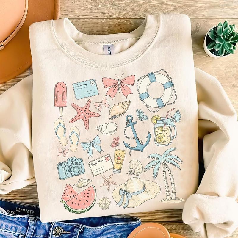 Summer Vibes Shirt, Retro Summer Graphic T-Shirt - 100% Cotton Unisex Fit Casual Crew Neck with Vibrant Print, Ideal for Beach Days - Comfy