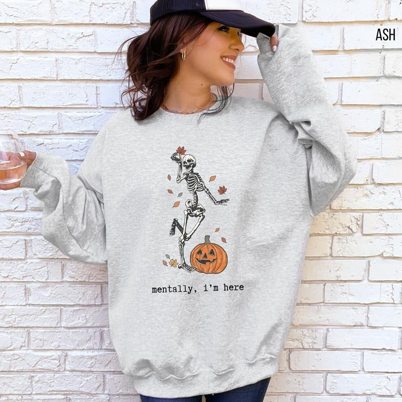 Summerween Sweatshirt, Skeleton Sweatshirt, Spooky Sweatshirt, Sweatshirt for Halloween Lover, Halloween Aesthetic, Slasher Summer, October