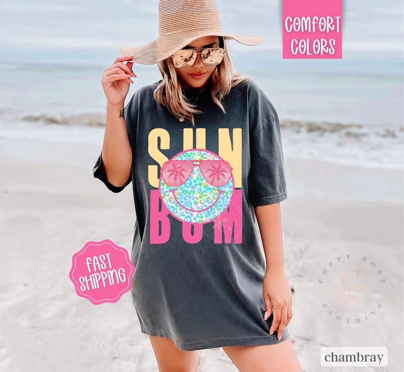 Sun Bum Beach Shirt Comfort Colors, Cute Summer Oversized Tee, Swimsuit Cover Up, Vacation Outfit Hoodie, Sweatshirt