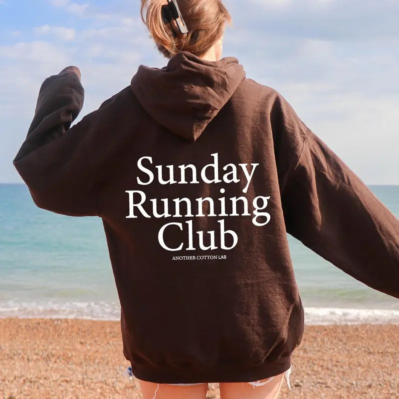 Sunday Running Club Hoodies, Wellness Running Club Runner Joggers Gymnastics Sweatshirt, Tennis Club Varsity Gym Sweater Casual Collar Cotton Fabric Jersey Oversized