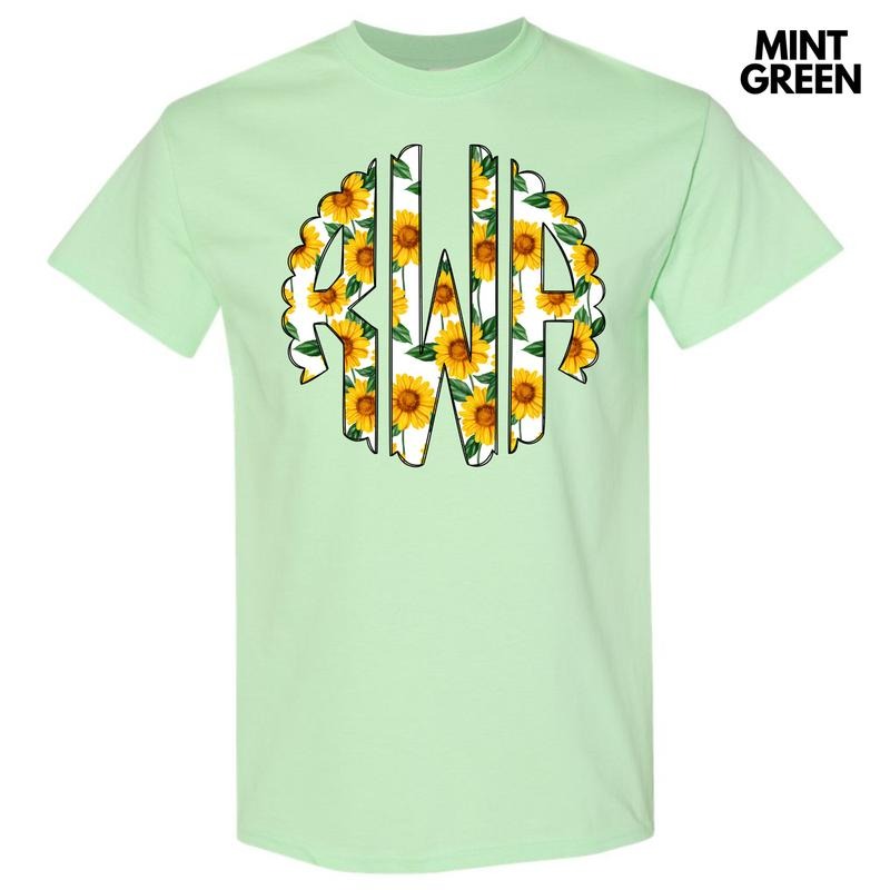 Sunflower Monogram Gildan Short Sleeve T-Shirt 'NLB'