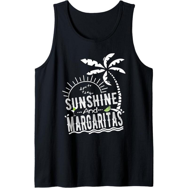 Sunshine And Margaritas Summer Vacation Beach Tank Top Made in USA