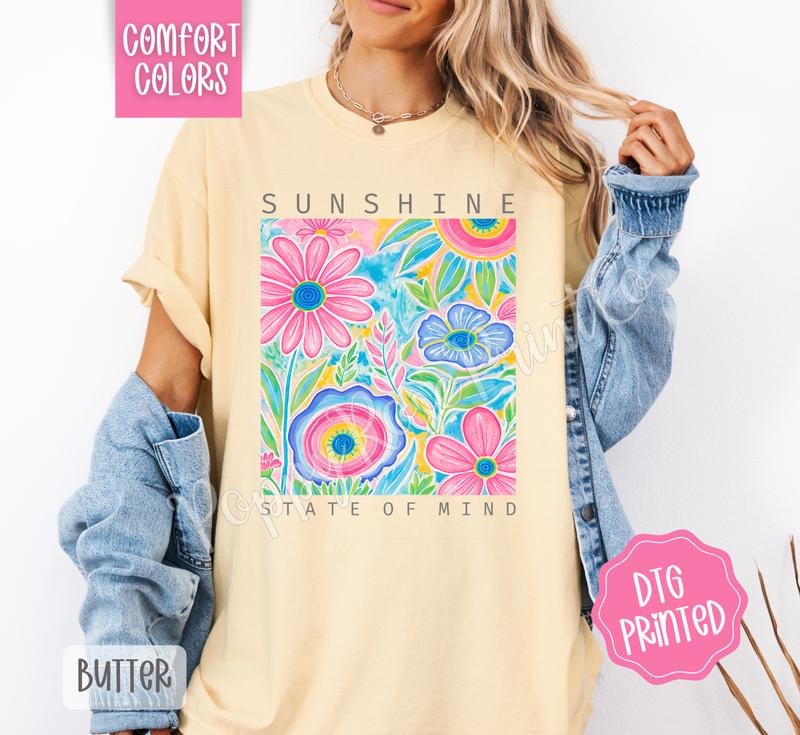 Sunshine State of Mind Comfort Colors Shirt, Cute Summer Tshirt, Trendy Women's Tee, Gift for Her Hoodie, Sweatshirt