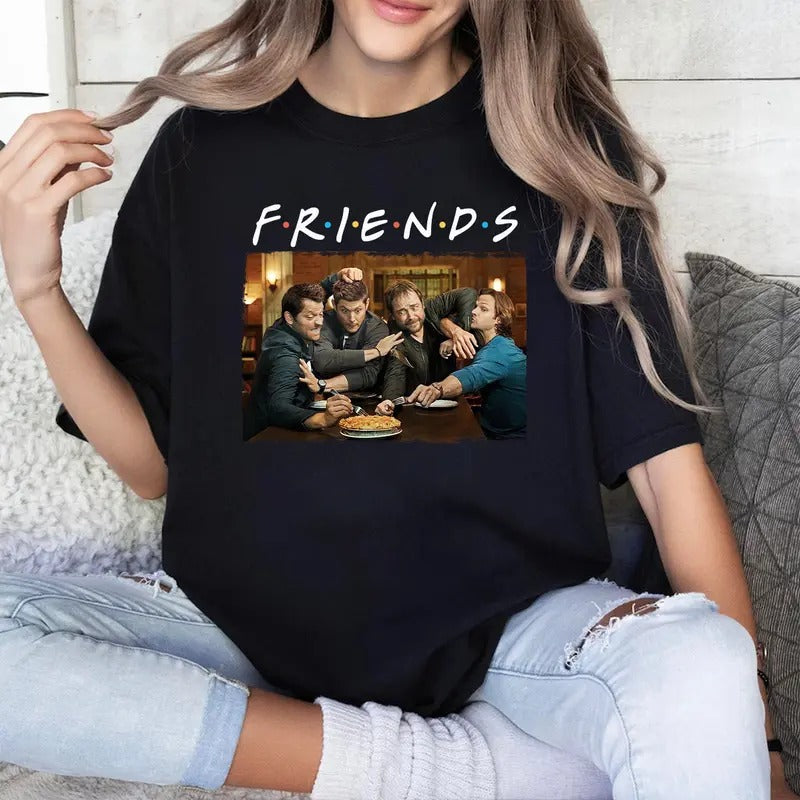 Supeerenatural Vintage Shirt, Supeernatural Retro Homage, Friends Supeerenatural shirt, Sam-Winchester Shirt, Dean-Winchester Shirt Casual Cotton