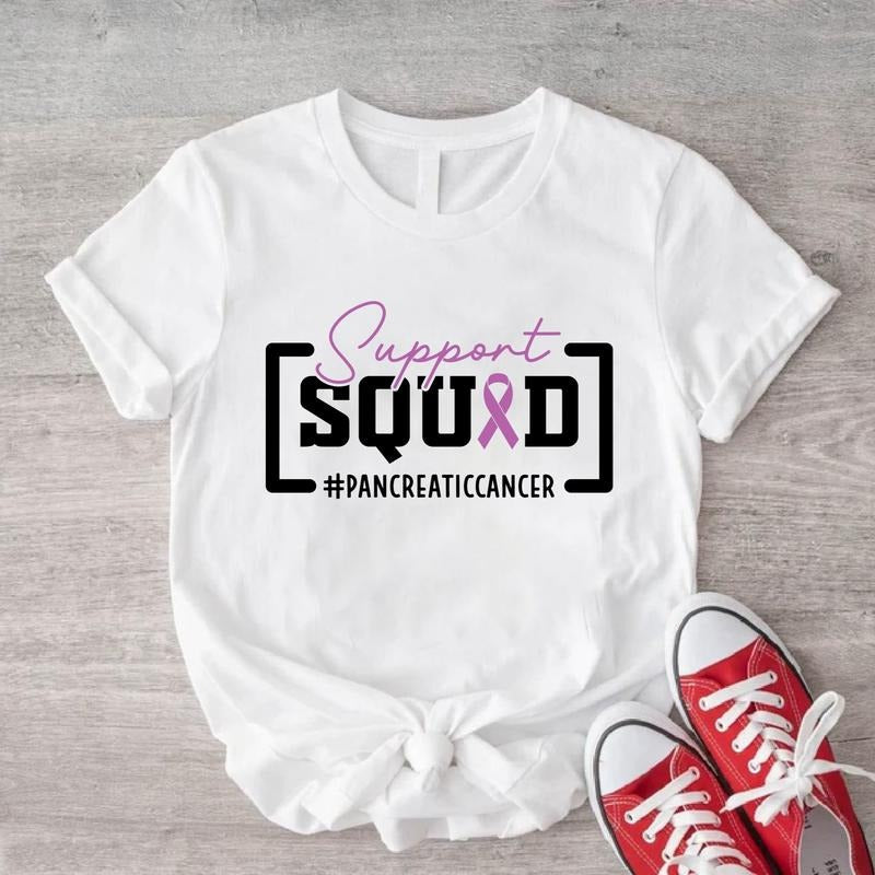 Support Squad Pancreatic Cancer Shirt, Matching Cancer Fighters Tee, Pancreatic Cancer Warrior, Purple Ribbon Tee, Cancer...