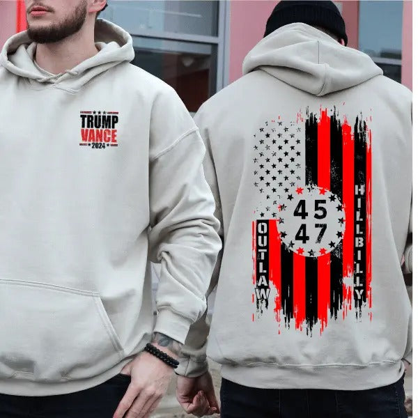 Support Trump President 2024 in the Upcoming Election with the Trump 45 47 2 Sides Hoodie, Trump Won 2024 Shirt, Gift for Trump Supporters, Full Size