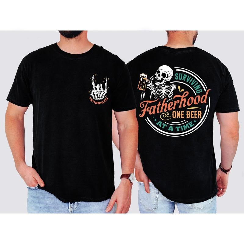Surviving Fatherhood One Beer At A Time Shirt Father's Day Funny Birthday Shirt Gift For Dad TK43GN Cotton Menswear...