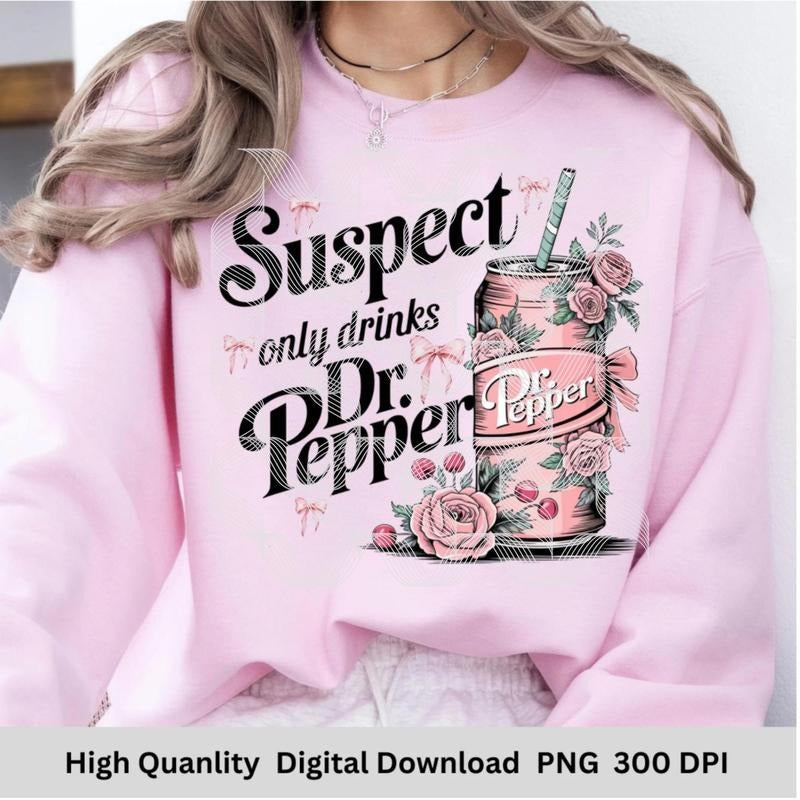 Suspect Only Drinks Pepper Pngdr Pepper Lover Png High-quality Png Design Pink Floral Aesthetic Digital Download T-shirt, sweater and Hoodie