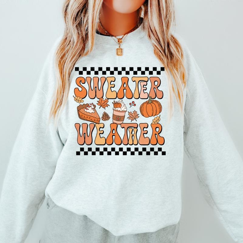 Sweater Weather Crewneck, Fall Sweatshirt, Graphic Fall Crewneck, Sweatshirt Unisex Fit Causal Sweatshirt for Halloween Womenswear Hoodie