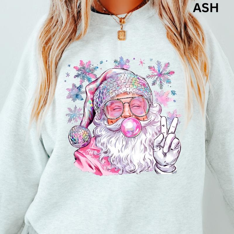 Sweatshirt - Iridescent Santa Christmas Graphic Sweatshirt for Men and Women - Pullover, Comfortable christmas sweatshirt