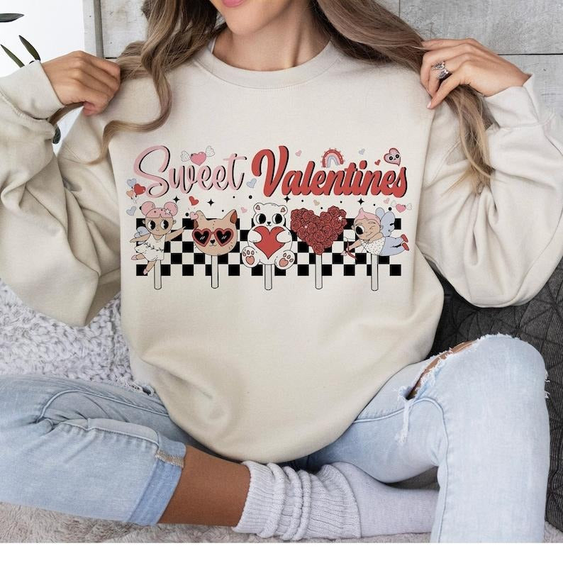 Sweatshirt Valentine Sweatshirts , Retro Valentine Sweatshirts , Groovy Valentine , Love , Heart , Cute Valentine...