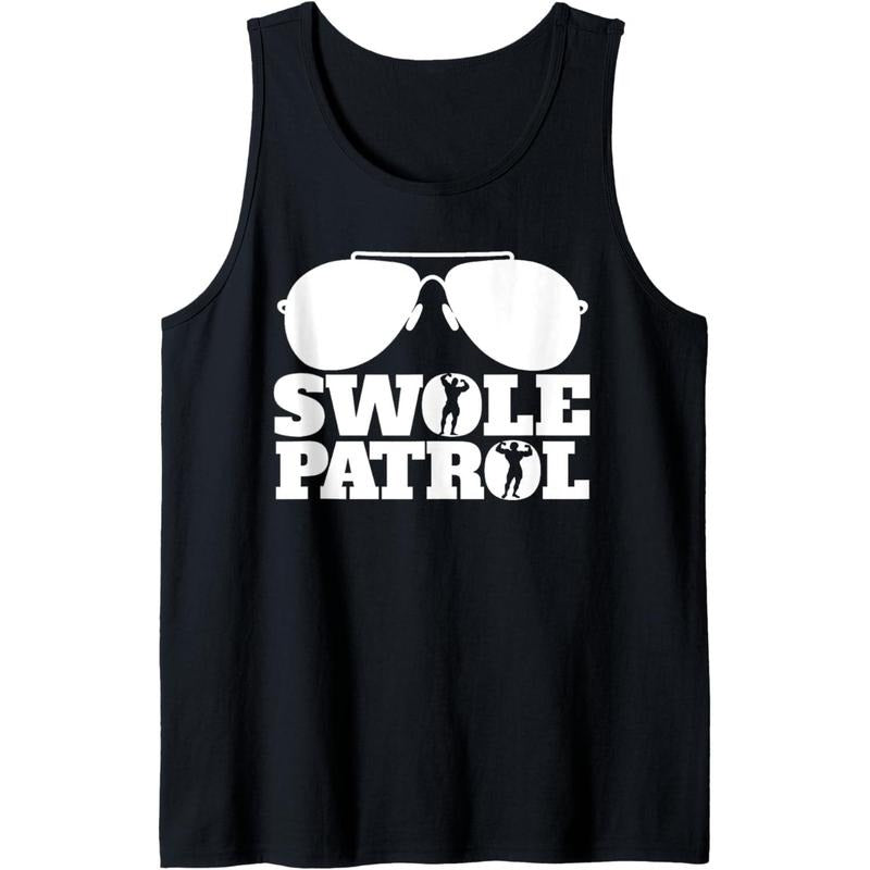 Swole Patrol Funny Weightlifting & Bodybuilding Gym Tank Top - Black, 3X-Large, Unisex, Sleeveless, Classic Fit, Cotton, All Seasons, Imported Made in USA