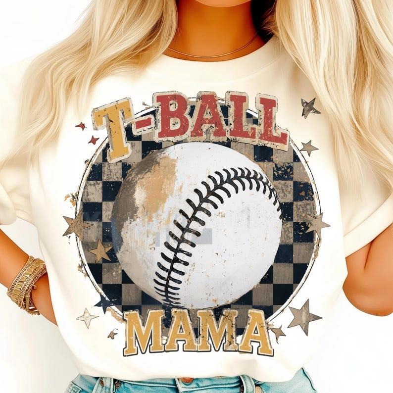 T-Ball Mama, Vintage Sports, Game Day, Rustic Softball Parent T-shirt