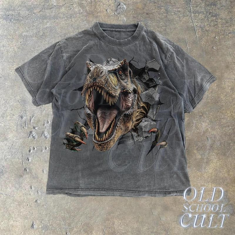 T Rex Vintage Graphic T-Shirt, Retro 90s Style T-Rex Dino T-Shirt, Washed Retro 2000s Nature Dinosaur Shirt, Unisex Adult Y2k Shirt,Dad Gift