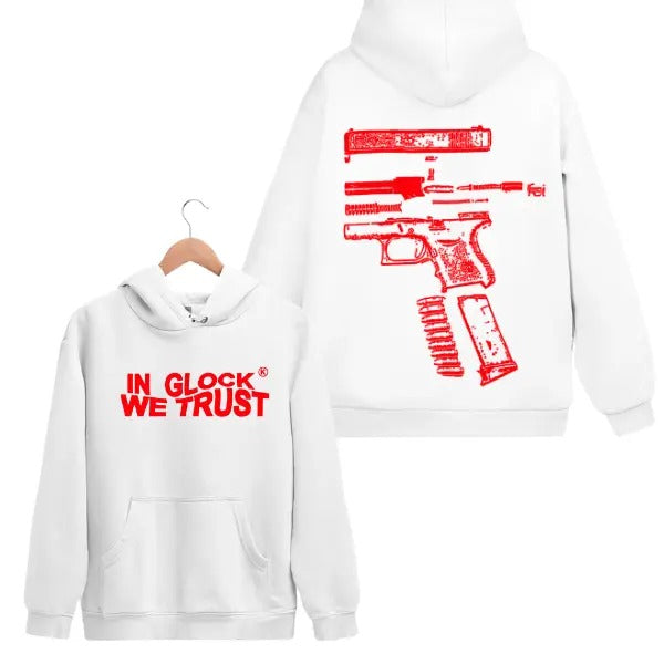 In Glock We Trust 2 Sides Red Graphic Hoodie/Sweatshirt/T-Shirt, For Men, For Women