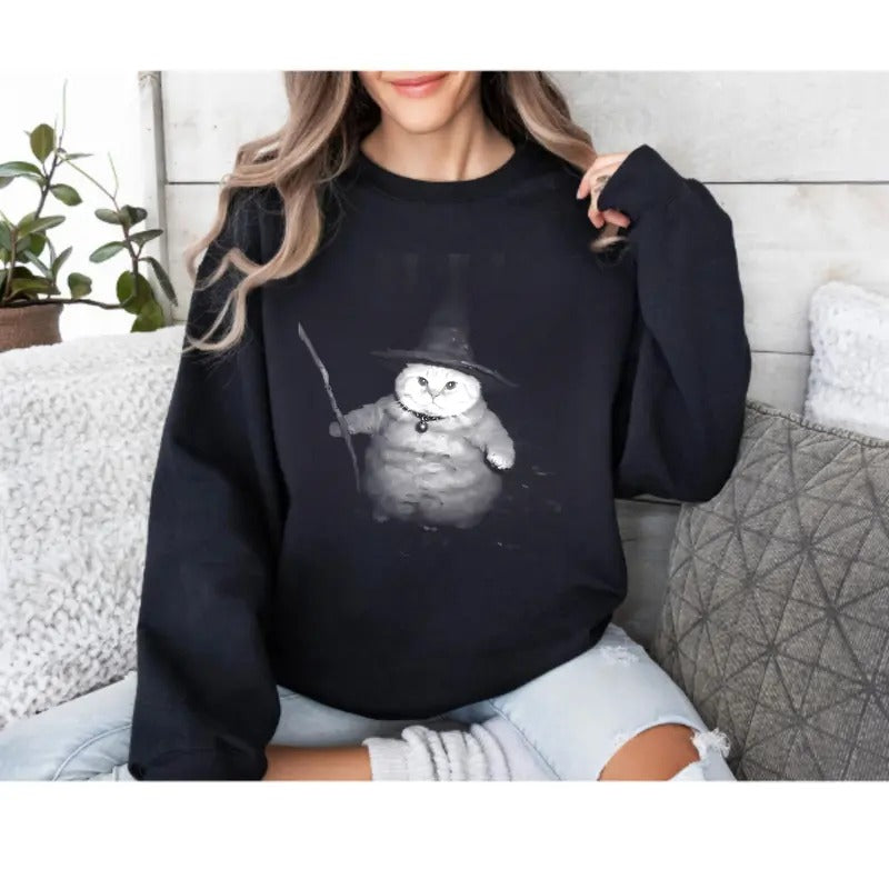 Wizard Cat Meme Crewneck Hoodie/Sweatshirt/T-Shirt, For Men, For Women - Unisex Style, 100% Cotton, Pullover unisex hoodie